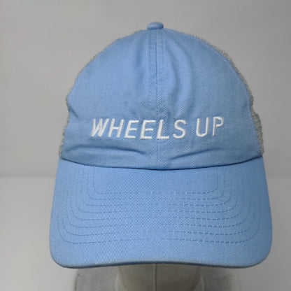 Wheels Up 8760 Slideback Trucker Hat Blue OSFA Adjustable Mesh Back Embroidered