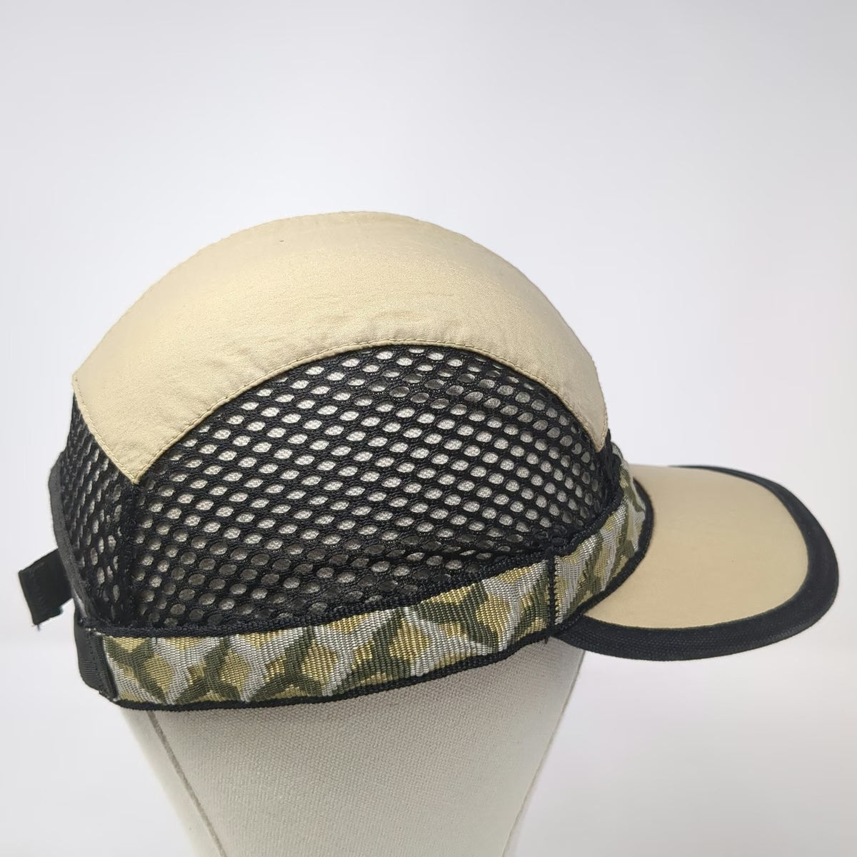KAVU Baseball Cap Beige M Mesh Nylon Patterned Strap Seattle USA Adjustable Hat