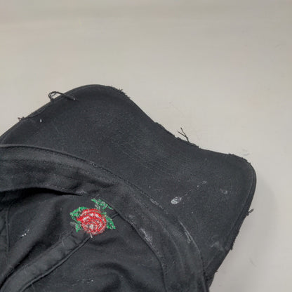 Red Rose Slideback Hat Black One Size Embroidered KB ETHOS Vintage