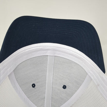 D.L. Evans Bank Patch Snapback Trucker Hat Blue One Size Mesh Back