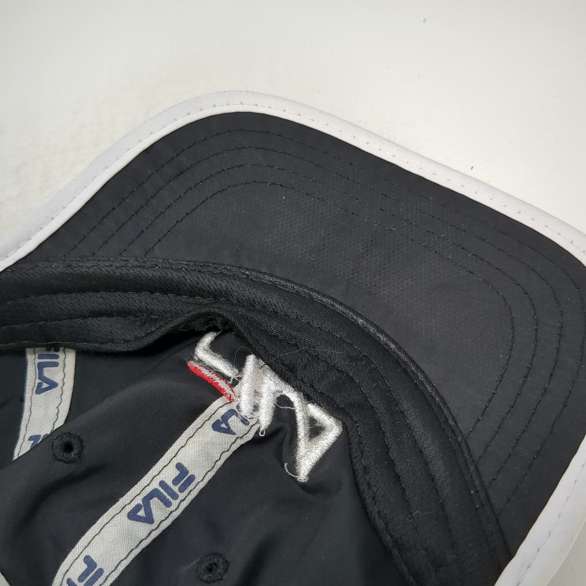 Fila Baseball Cap Black White Red One Size Strapback Polyester Performance Hat