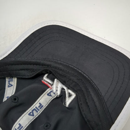 Fila Baseball Cap Black White Red One Size Strapback Polyester Performance Hat