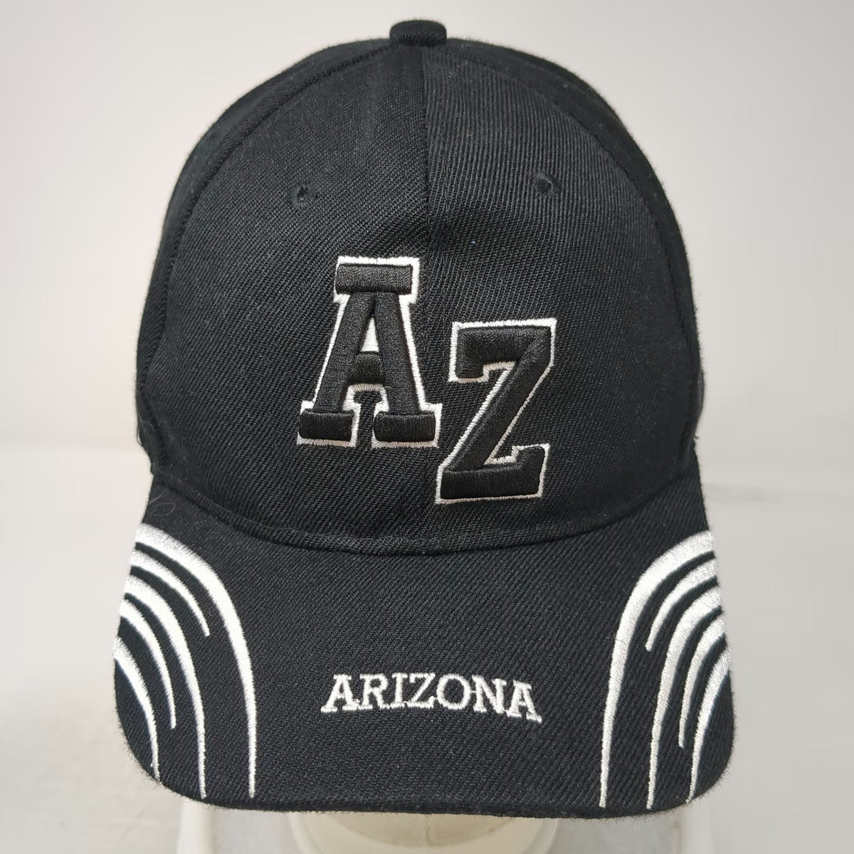 Black Baseball Cap One Size Arizona AZ Embroidered Strapback Curved Bill Hat