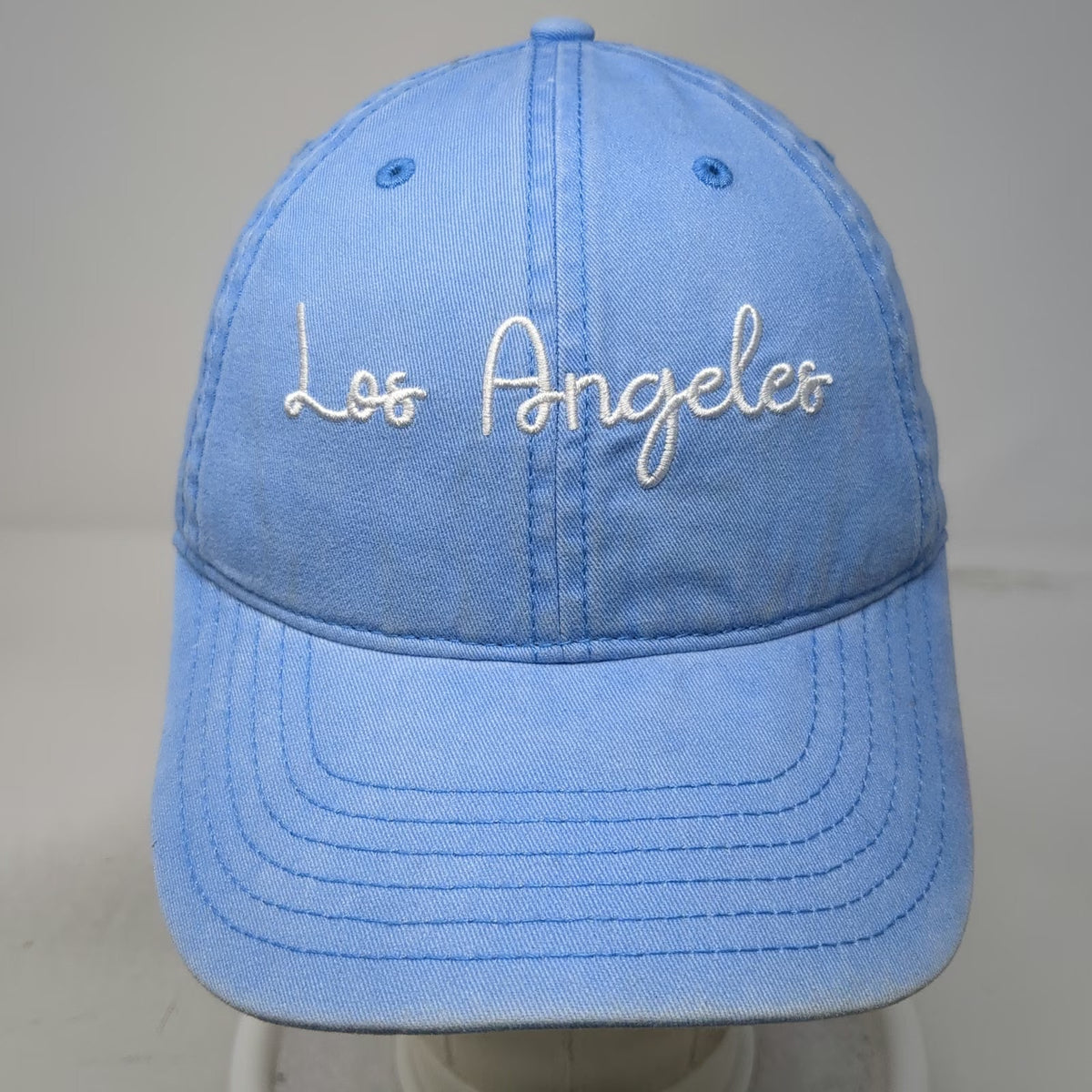 Mighty Fine Baseball Cap Blue One Size Los Angeles Cursive Cotton Slideback Hat