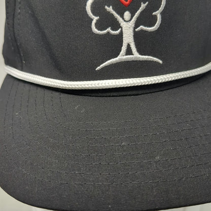 Pins & Aces 5 Panel Black One Size Hat Freedom Youth Tree Heart Rope Snapback