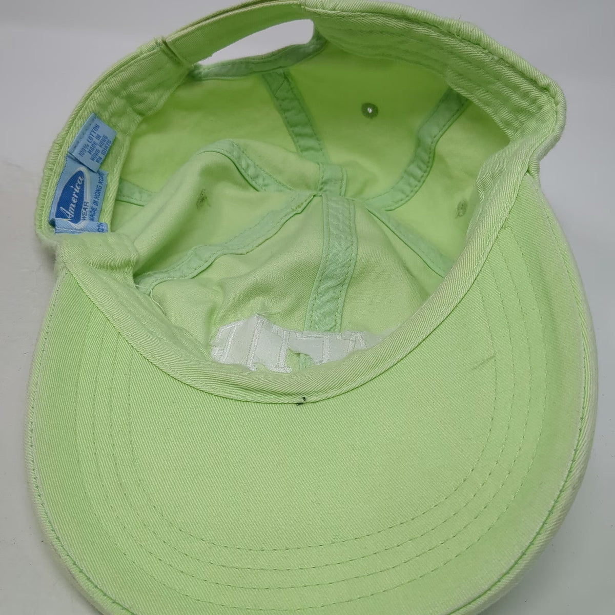 J. America Seattle Hat Green One Size Baseball Cap Embroidered Slideback Cotton