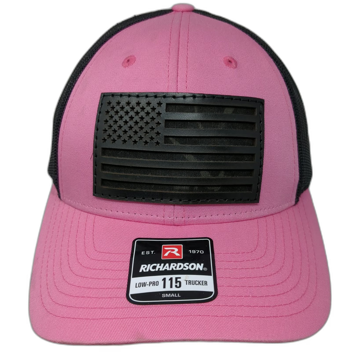 Richardson Trucker Hat Pink S Black American Flag Mesh Snapback 115 Low Pro