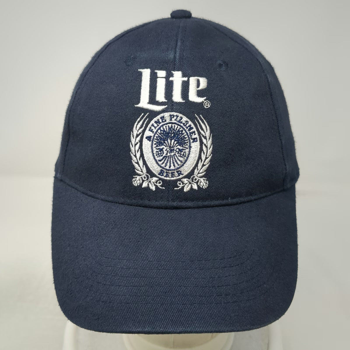 Miller Lite Baseball Cap Blue White One Size Snapback Embroidered Beer Logo Hat
