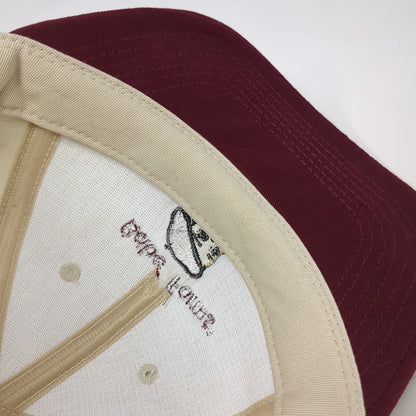 Trend Snapback Hat Beige Red One Size Two Tone Babe Farms Made in USA Graphic