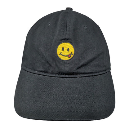 Smiley Face Tongue Emoji Slideback Hat Black One Size Embroidered