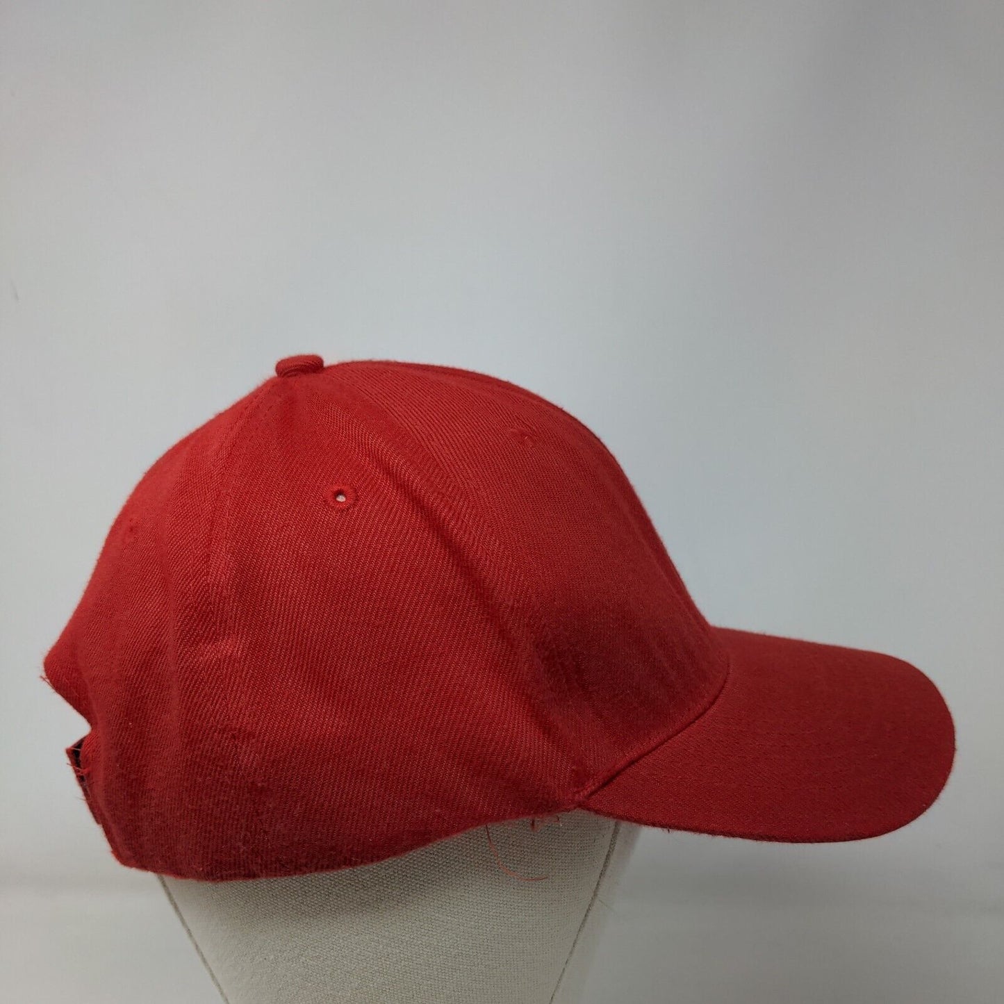 Unbranded Strapback Hat Red One Size Adjustable Vented Holes 6 Panel Blank