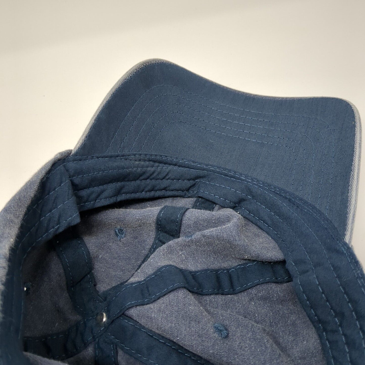 Unbranded Strapback Hat Blue One Size Adjustable Vented Holes Denim Blank