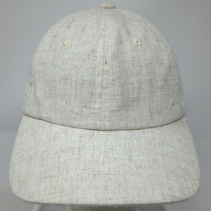 Baseball Cap Beige One Size Linen Blend Leather Strapback Hat Plain Textured