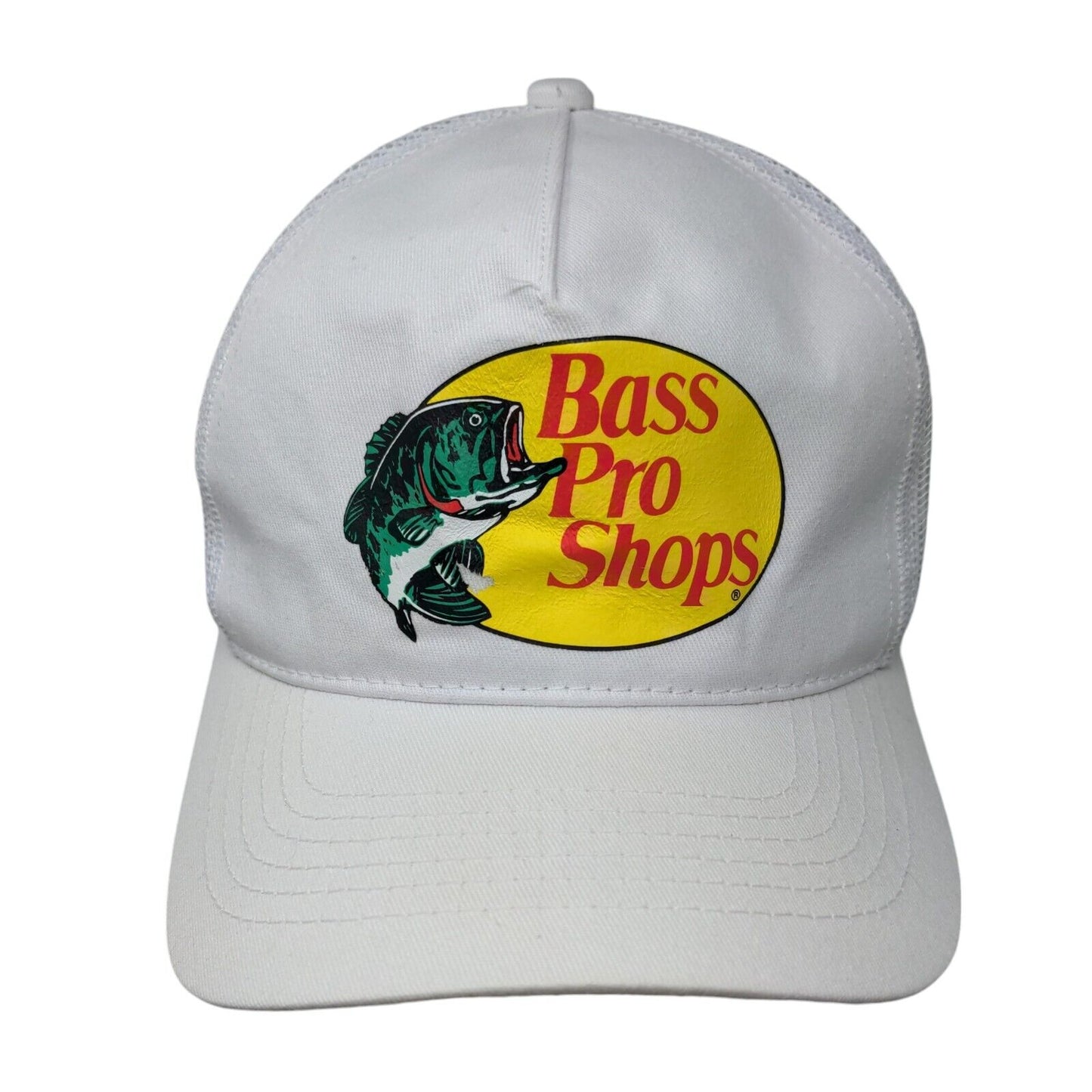 Bass Pro Shops Snapback Trucker Hat White OSFM Adjustable Mesh Back Gone Fishing
