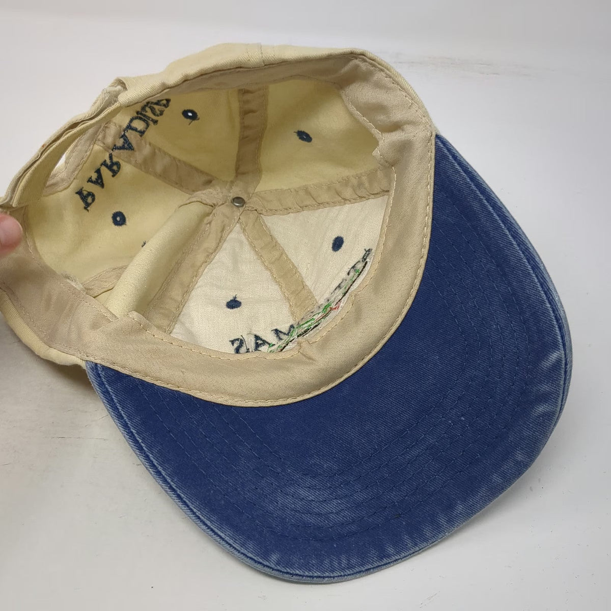 Baseball Cap Beige Blue One Size St Thomas US Virgin Islands Paradise Hat
