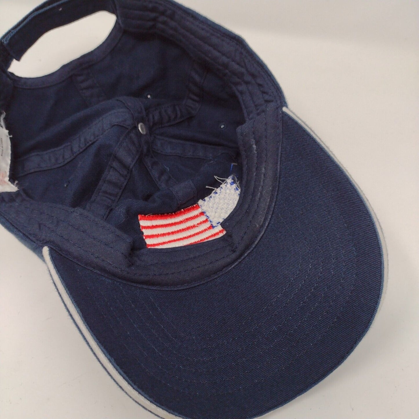 American Flag Strapback Hat Blue OSFA Adjustable Embroidered Patriotic Sweda