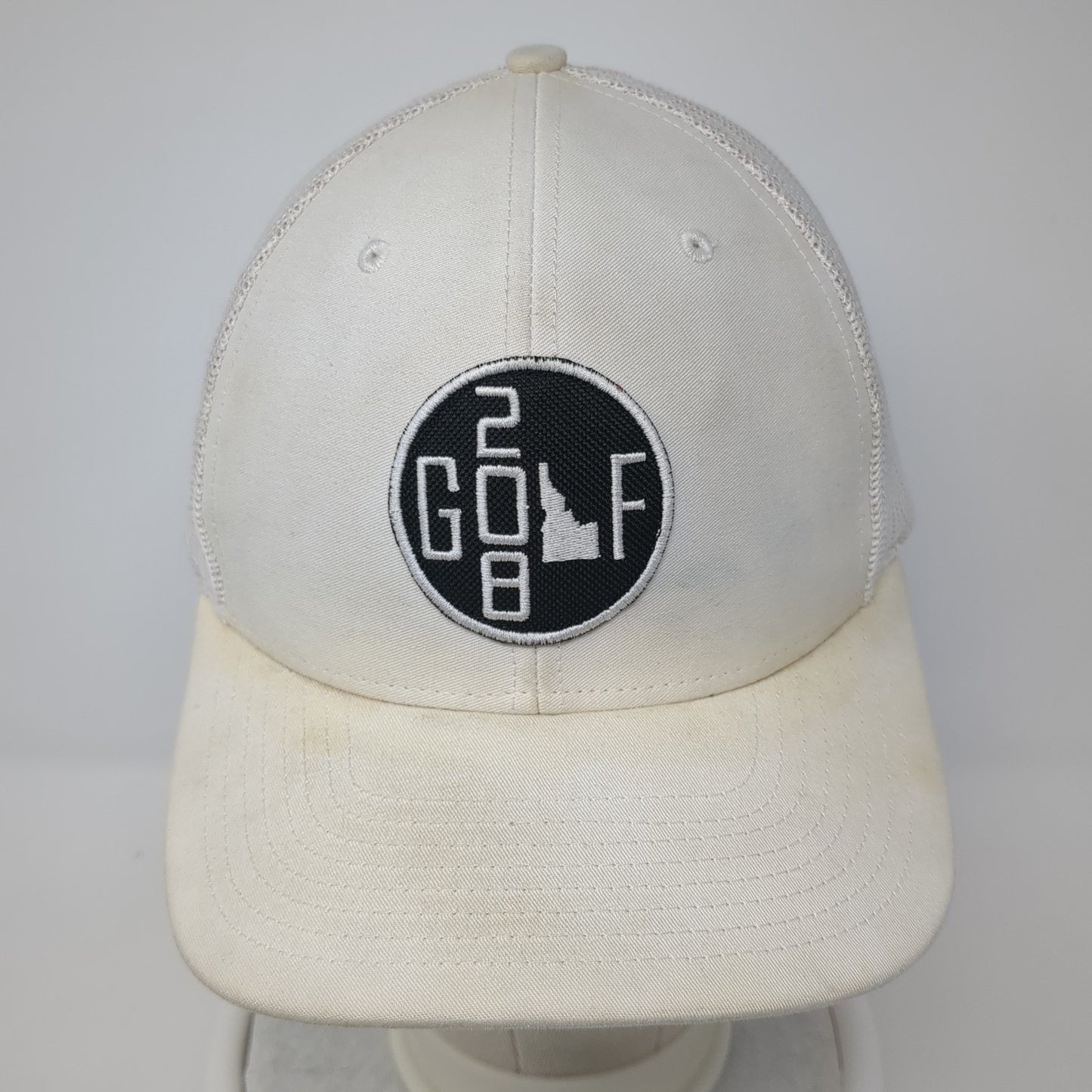 Golf 208 Snapback Trucker Hat Beige One Size Adjustable Mesh Back Richardson