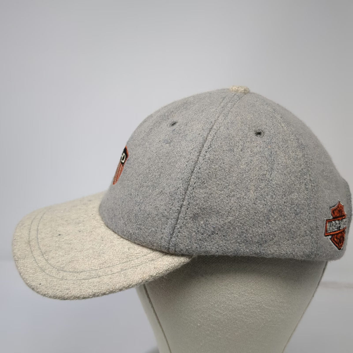 American Needle Harley Davidson Gray Baseball Cap Wool Hat Slideback Vintage