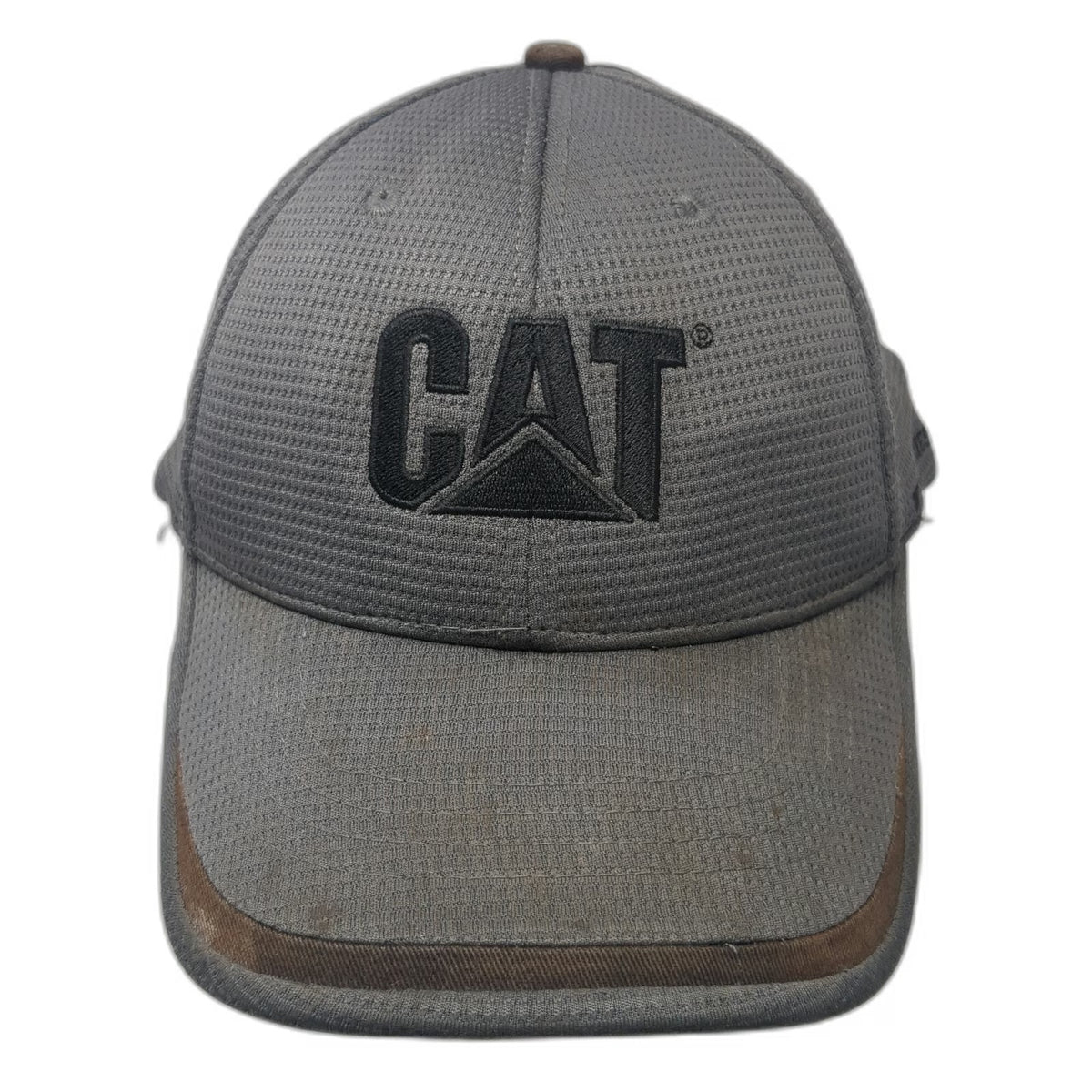 CAT Baseball Cap Gray L Bulldozer Western Equipment Stretch Fit Textured Hat