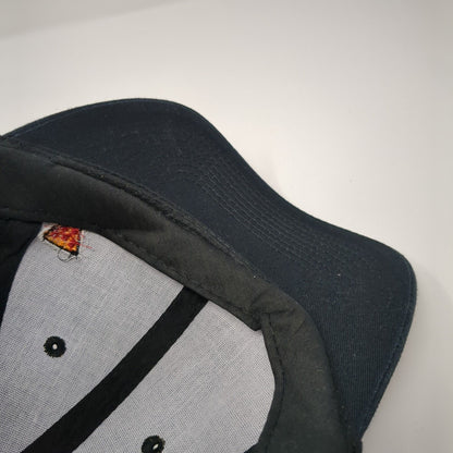 Pizza Strapback Hat Black One Size Adjustable Embroidered Port & Company