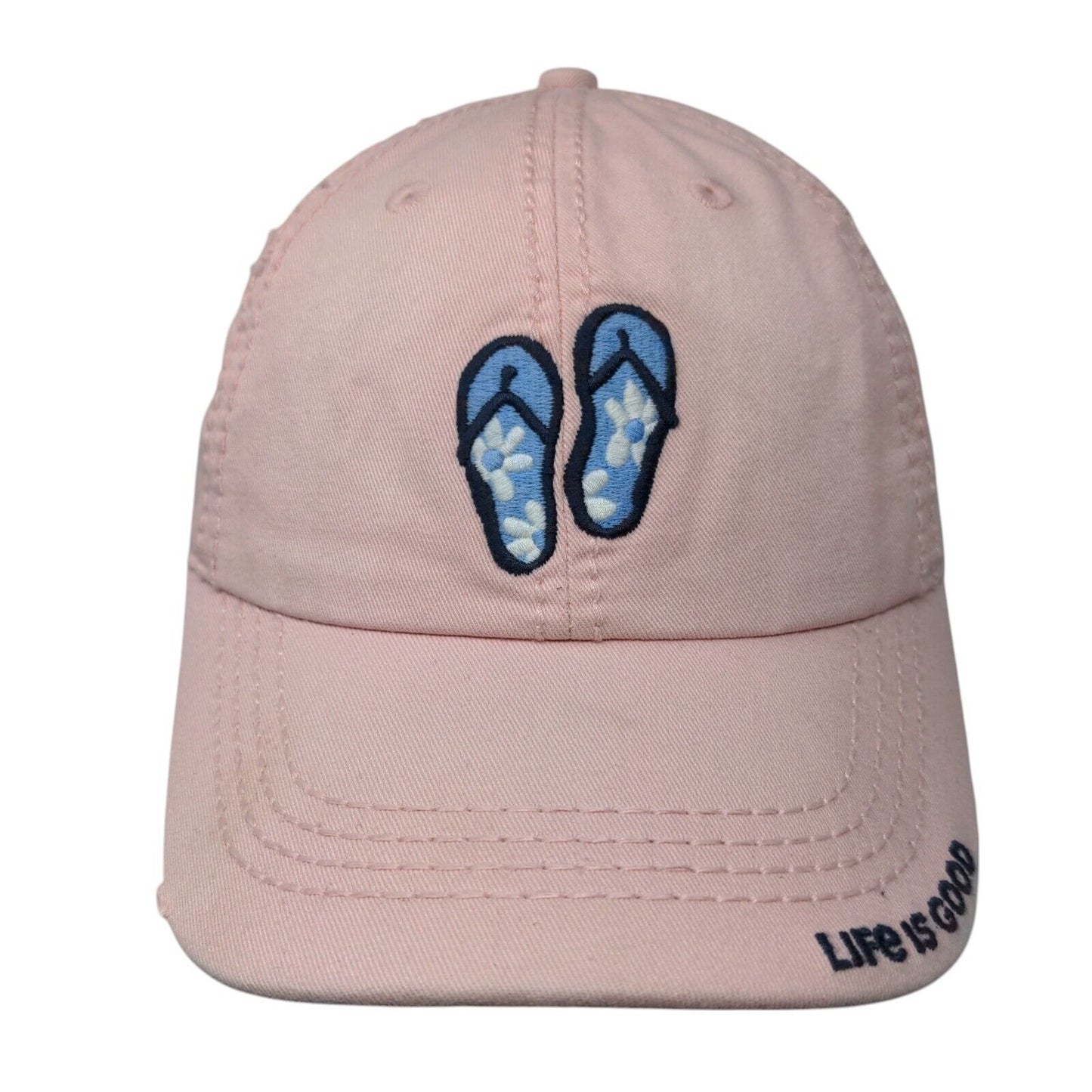 Life Is Good Flip Flops Chill Slideback Hat Pink One Size Embroidered