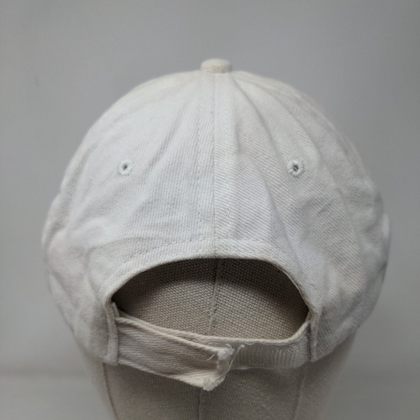 I Love NY Strapback Hat White 58cm Adjustable Embroidered Vented Holes 6 Panel
