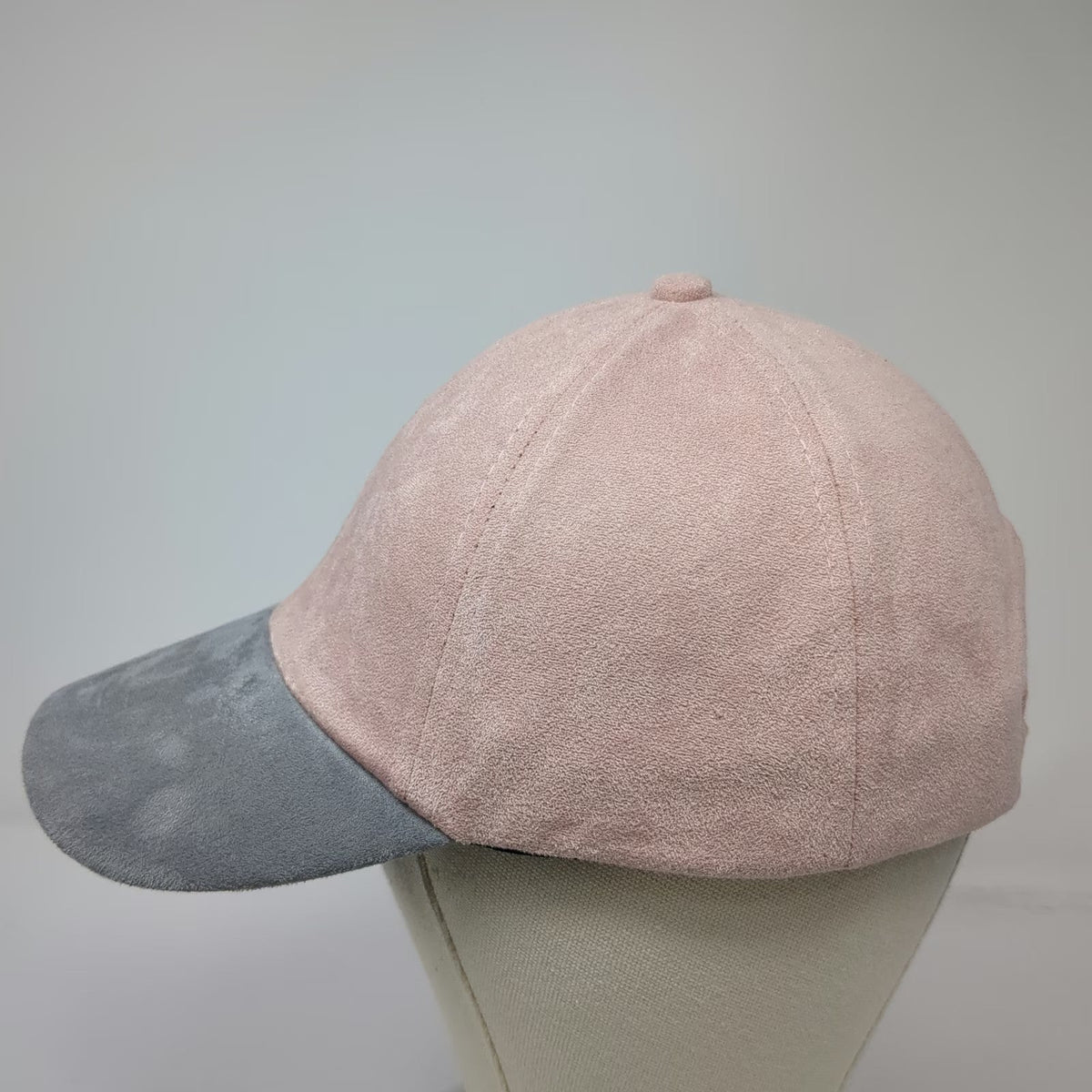 Wet Seal Baseball Cap Pink Gray One Size Faux Suede Slideback Adjustable hat