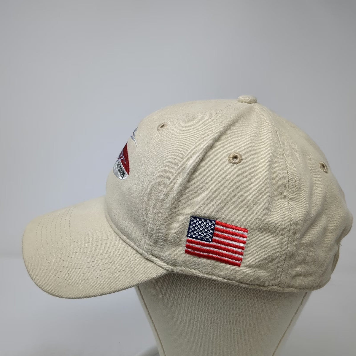 FLW Outdoors Fishing Hat Beige OSFM Baseball Cap American Flag Strapback Hook