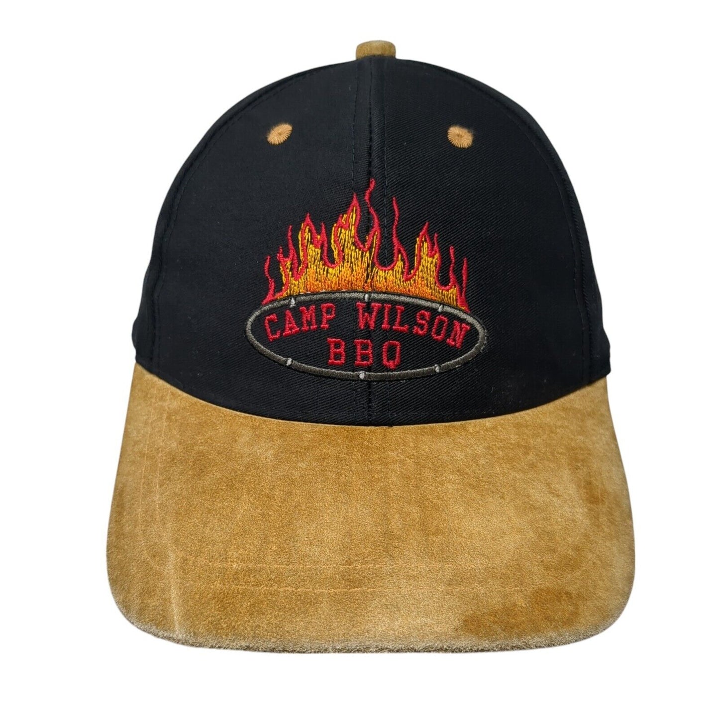 Camp Wilson BBQ Slideback Hat Black One Size Colorblock 6 Panel Nissin