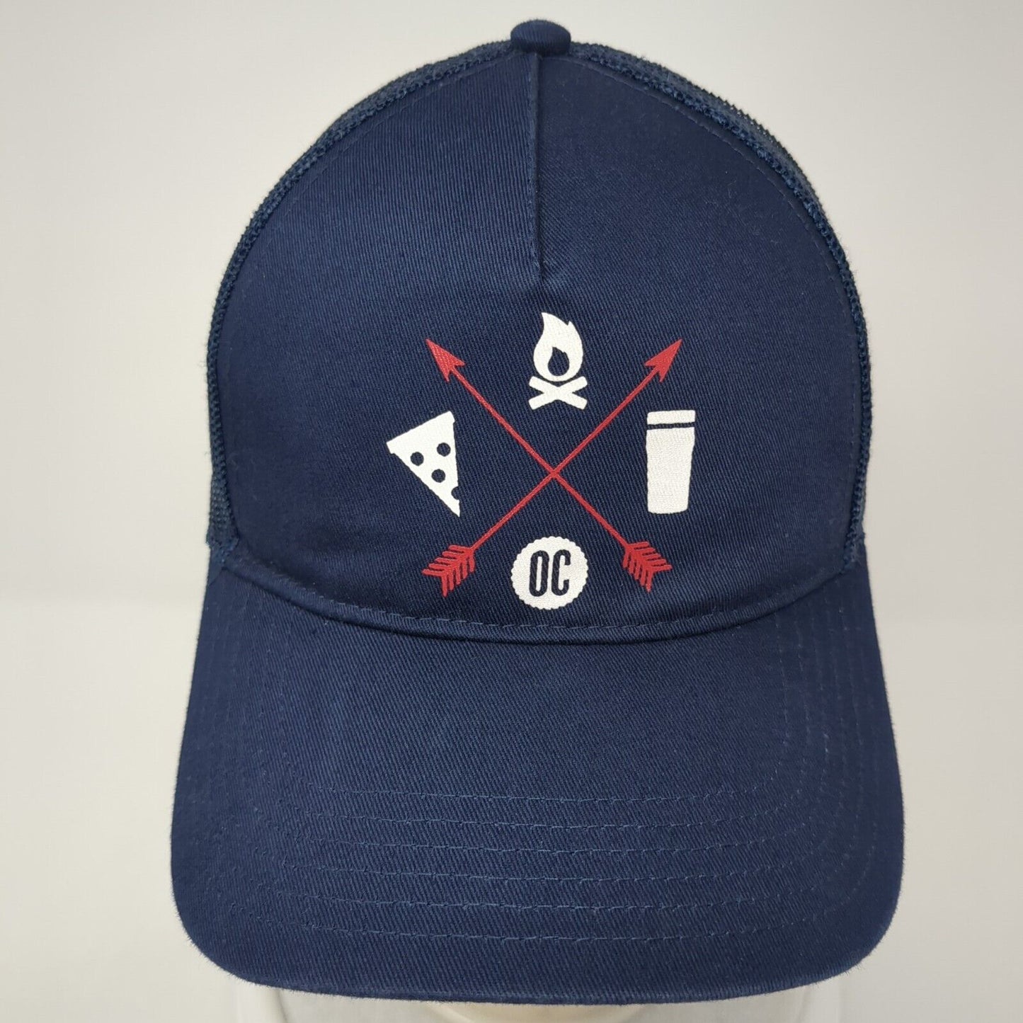 Cap America Snapback Mesh Back Trucker Hat Blue One Size Fire Pizza