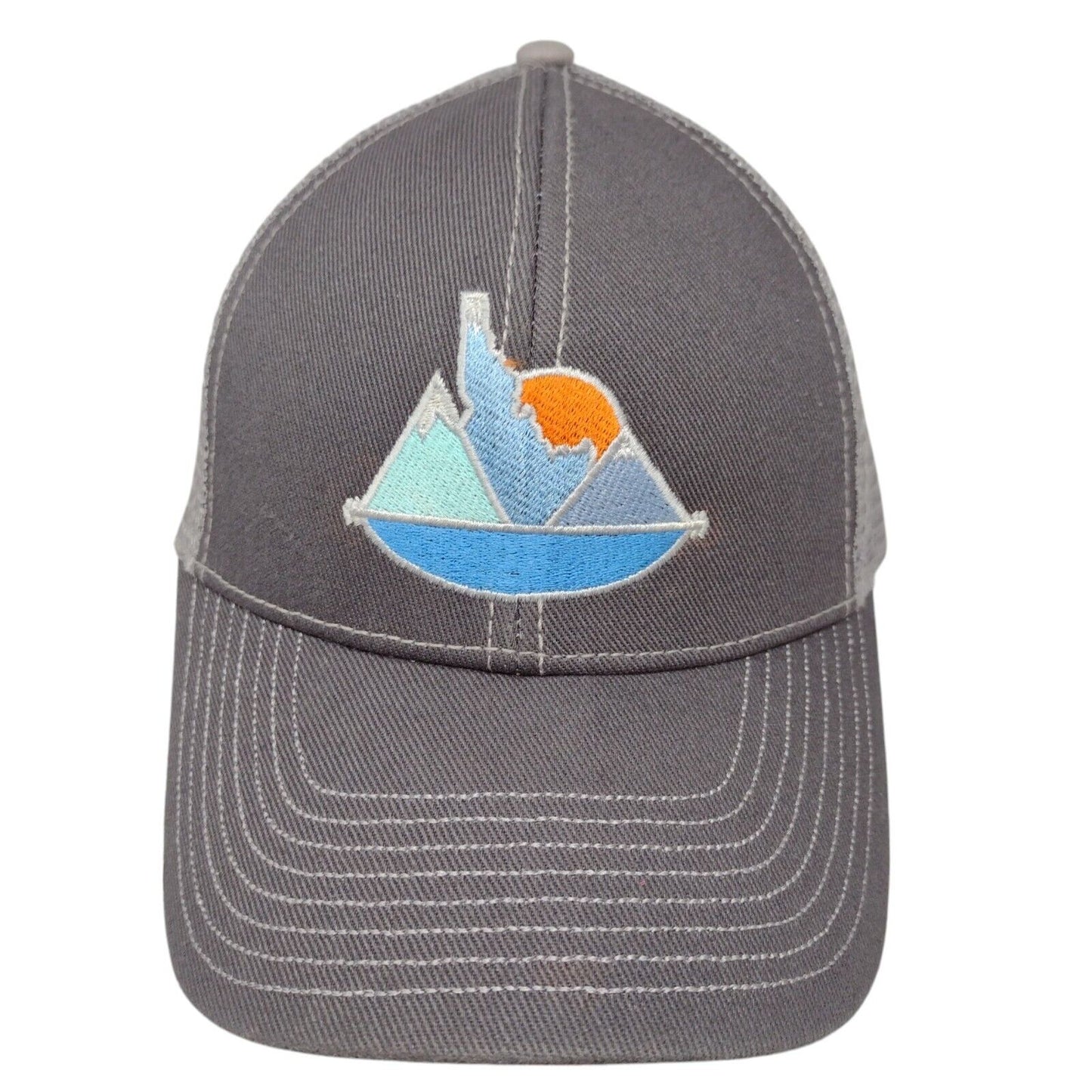 Idaho Sunset Strapback Mesh Back Trucker Hat Gray OSFA Colorblock HG