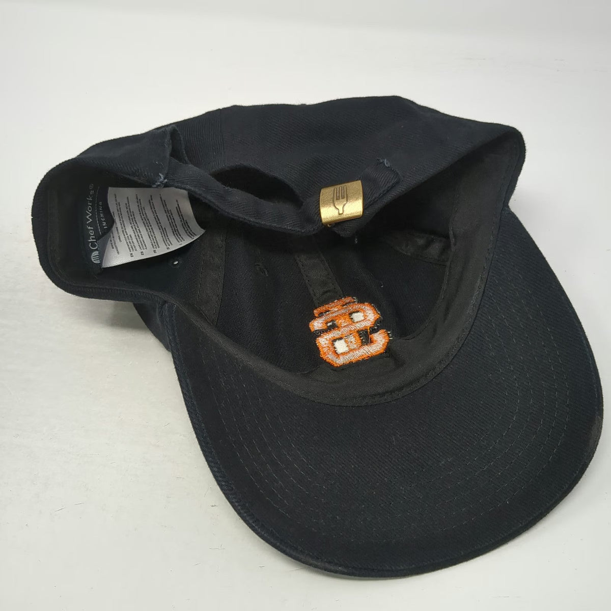 Chef Works Baseball Cap Hat Black Orange One Size SI Logo Embroidered Slideback