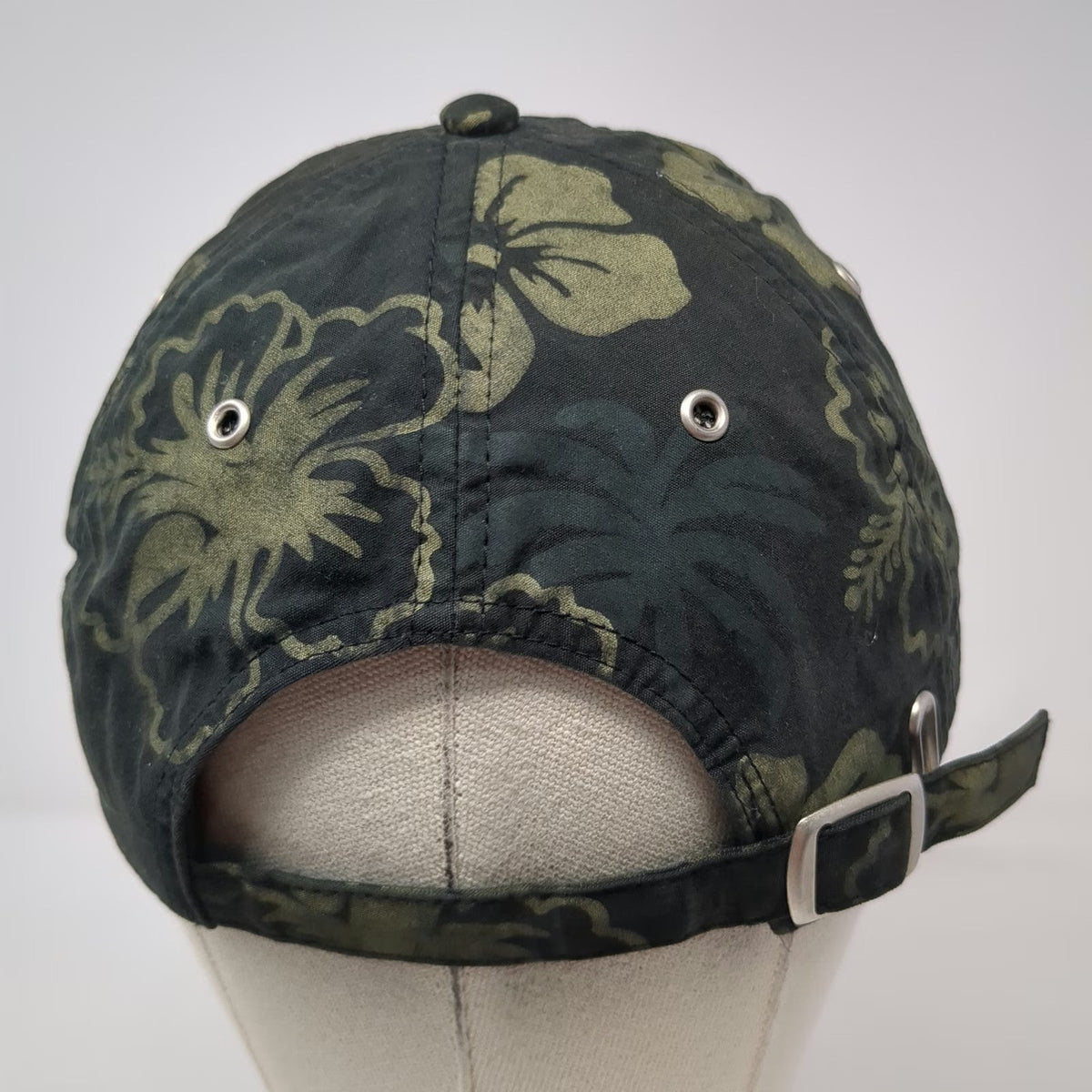 Hyp Baseball Cap Black Green Hibiscus Floral Print Camp Ida-Haven Hat One Size