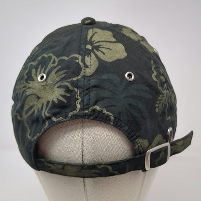 Hyp Baseball Cap Black Green Hibiscus Floral Print Camp Ida-Haven Hat One Size