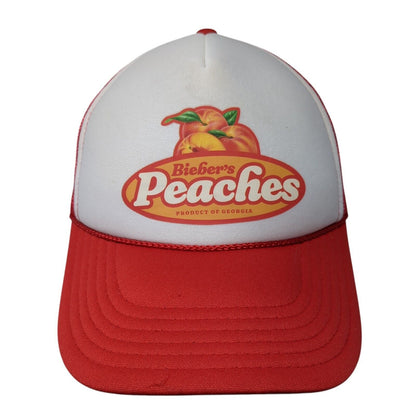 Bieber's Peaches Snapback Rope Trucker Hat Red One Size Mesh Back Otto
