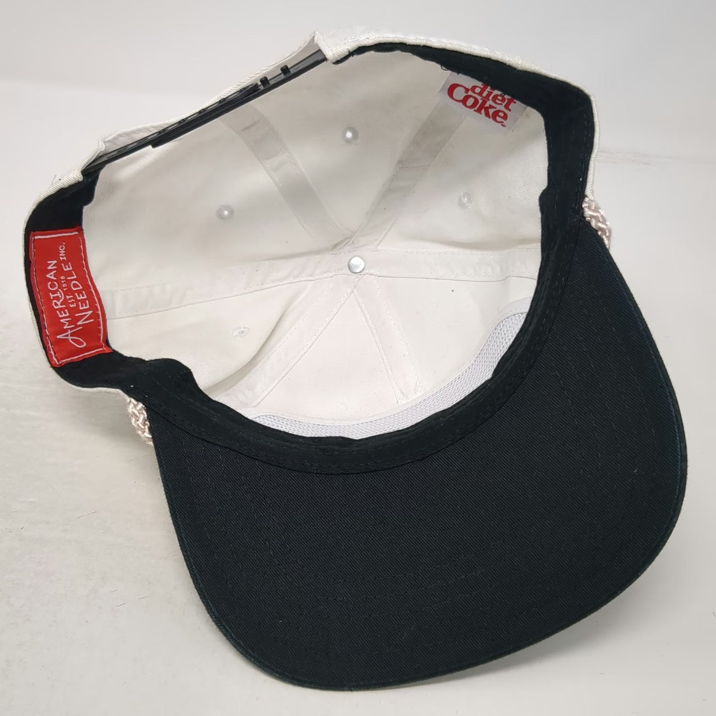 American Needle 5 Panel White Black Hat One Size Diet Coke Patch Rope Snapback