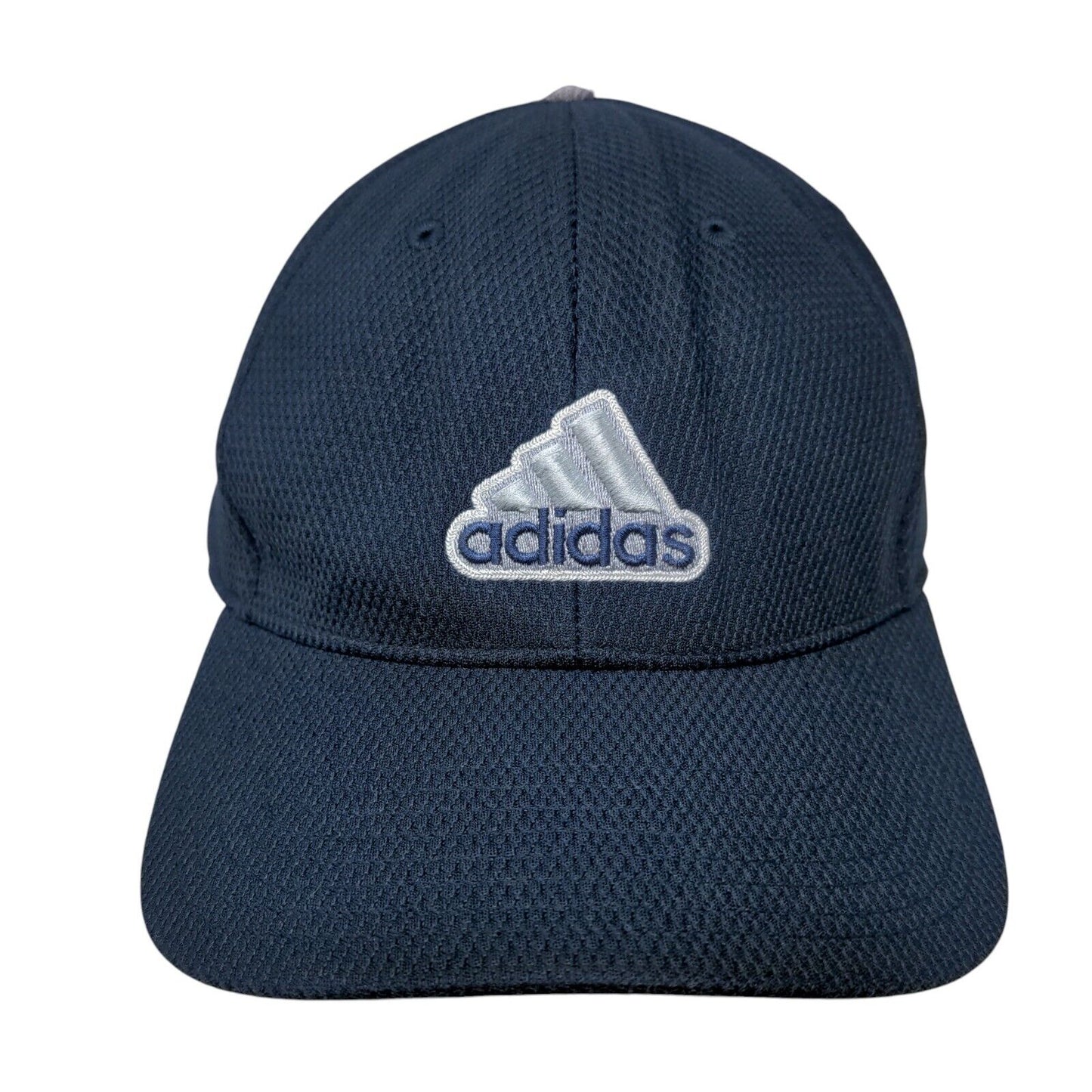 Adidas 3 Stripes Fitted Hat Blue L/XL Embroidered 6 Panel Vent Holes