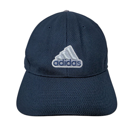 Adidas 3 Stripes Fitted Hat Blue L/XL Embroidered 6 Panel Vent Holes