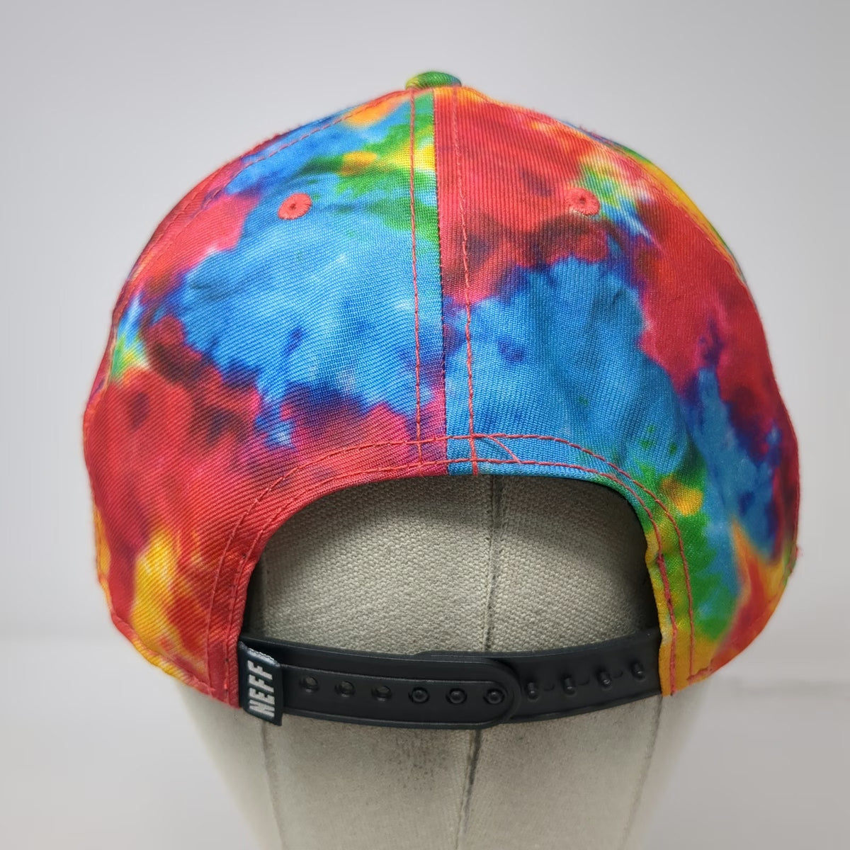 Neff Disney Mickey Mouse Tie Dye Snapback Hat Red Blue Yellow One Size Flat Brim