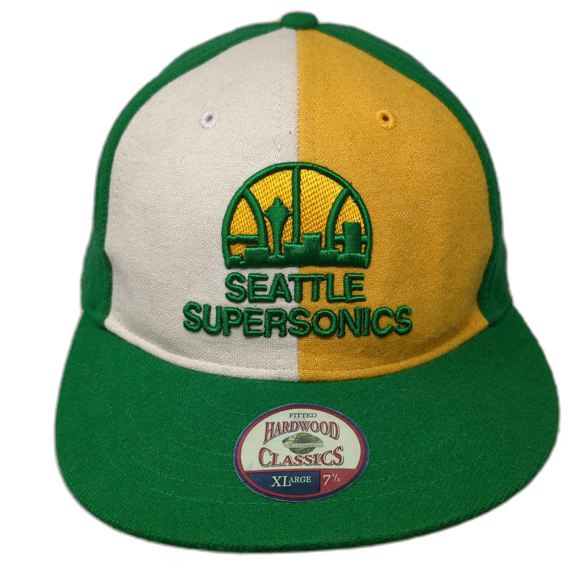 Seattle SuperSonics NBA Twins Enterprise Cap Green Yellow White 7 1/2 Fitted