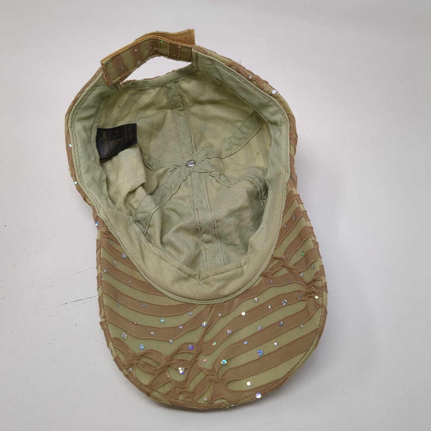 Jewel Rhinestone Strapback Hat Tan One Size Adjustable 6 Panel Something Special
