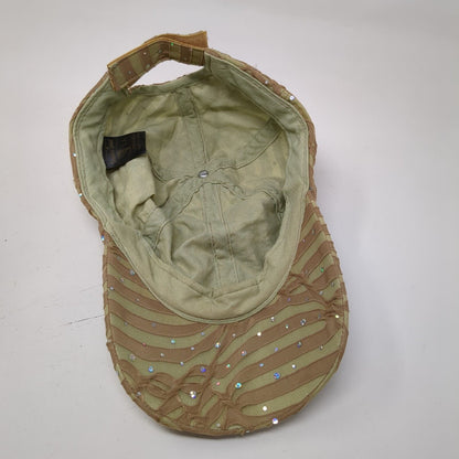 Jewel Rhinestone Strapback Hat Tan One Size Adjustable 6 Panel Something Special
