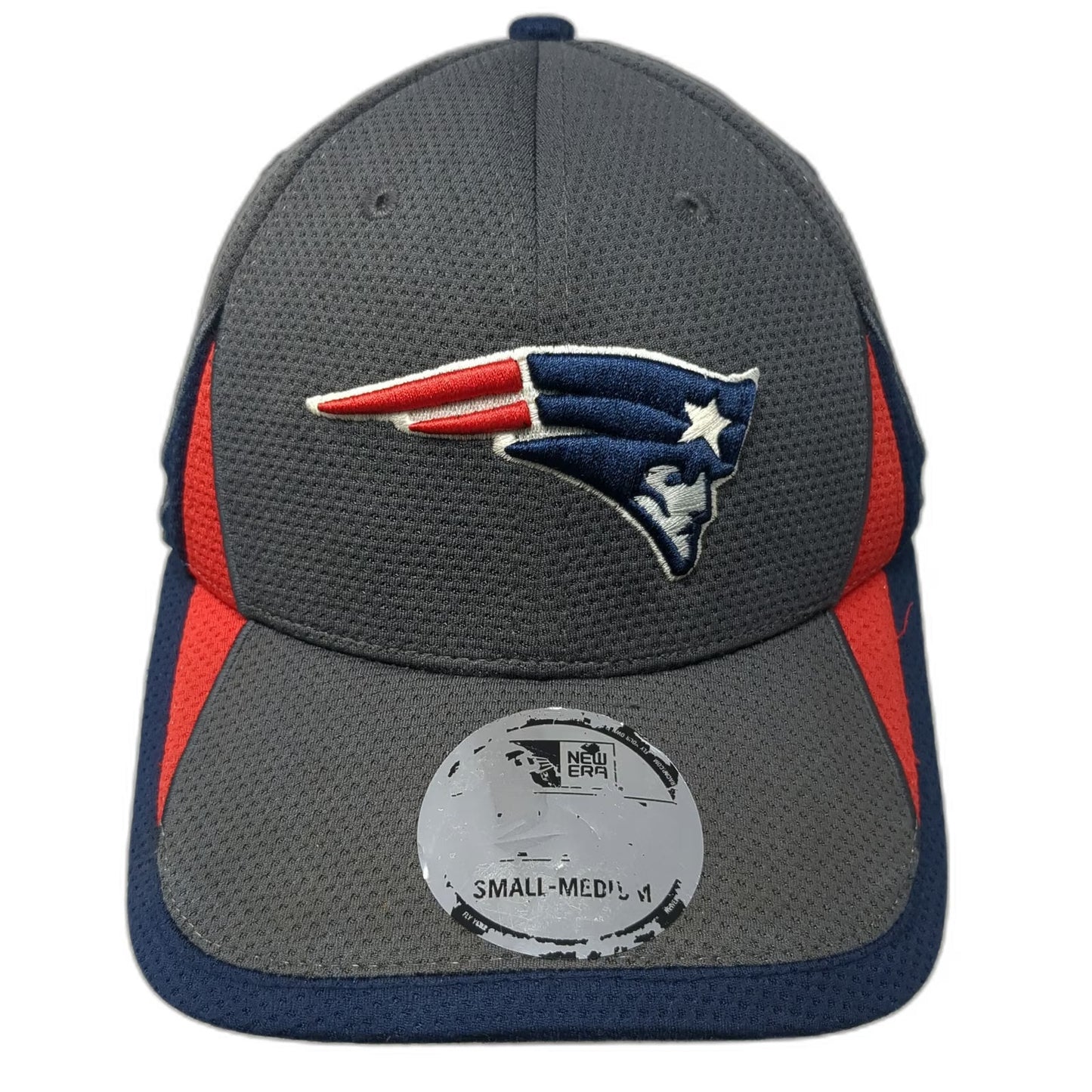 New Era New England Patriots NFL Cap Gray Blue Red M 39THIRTY Stretch Fit Hat