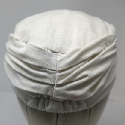 Payless ShoeSource Army Cap White One Size Cotton Ruched Crown Elastic Back Hat