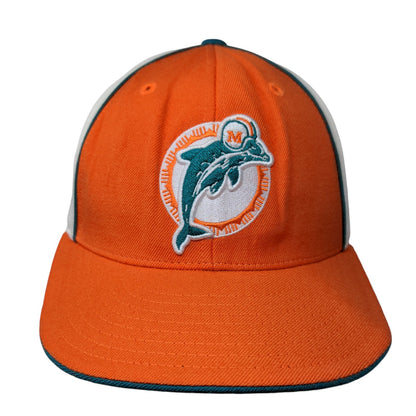 Miami Dolphins NFL Gridiron Reebok Fitted Hat Orange Green 7 3/8 Vintage Wool