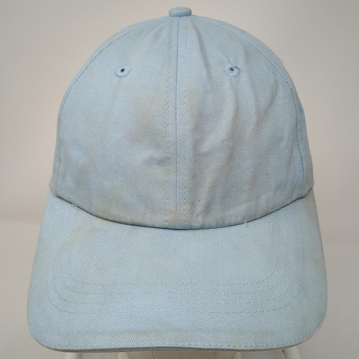 Baseball Cap Blue One Size Leather Strapback Plain Cotton Blank Curved Brim Hat