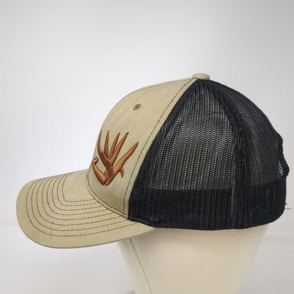 Richardson Trucker Hat Beige One Size Mesh Back Snapback Deer Antler Buck Logo