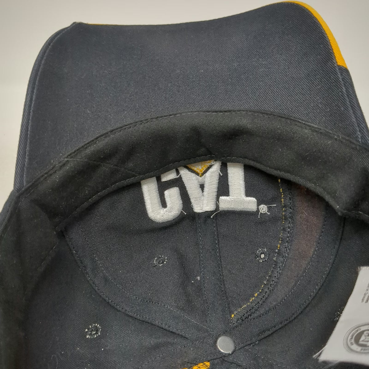 Caterpillar Baseball Cap Black Yellow One Size Operator Logo Strapback Work Hat