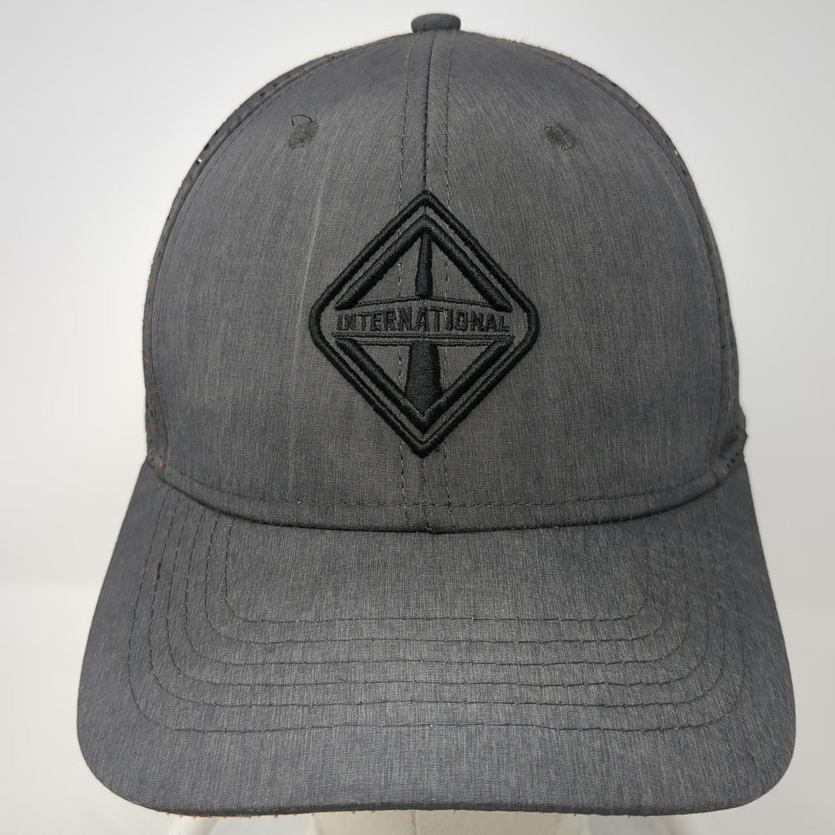 International Trucker Hat Gray One Size Perforated Snapback Orange Underbrim