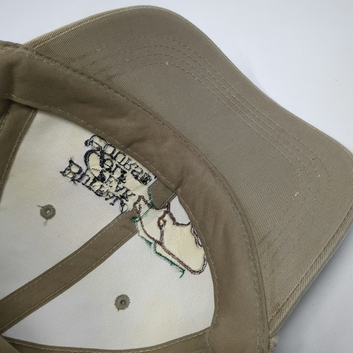 Headliner Snapback Hat Beige One Size Buffalo Peak Golf Course Union Oregon Logo